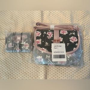 Disney LOUNGEFLY Minnie Mouse Pink Floral Saddle Bag Crossbody Purse Wallet Set